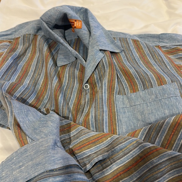 Men’s vintage Royal Prestige PD linen striped shirt size, XL - Picture 8 of 12